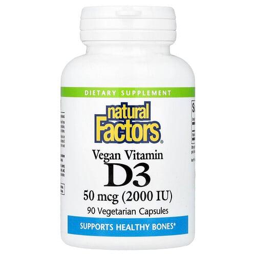 Natural Factors Vegan Vitamin D3 50 Mcg 2 000 Iu 90 Vegetarian Capsules