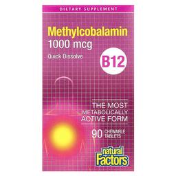 Natural Factors B12 Methylcobalamin 1 000 Mcg 90 Chewable Tablets