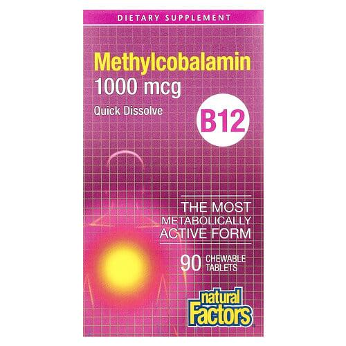 Natural Factors B12 Methylcobalamin 1 000 Mcg 90 Chewable Tablets