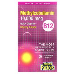 Natural Factors B12 Methylcobalamin Cherry 10 000 Mcg 30 Chewable Tablets