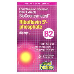 Natural Factors Biocoenzymated B2 Riboflavin 5 Phosphate 50 Mg 30 Vegetarian Capsules