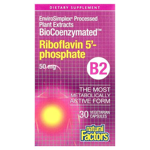 Natural Factors Biocoenzymated B2 Riboflavin 5 Phosphate 50 Mg 30 Vegetarian Capsules product image