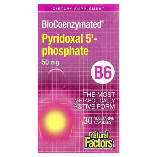 Natural Factors Biocoenzymated B6 Pyridoxal 5 Phosphate 50 Mg 30 Vegetarian Capsules product image