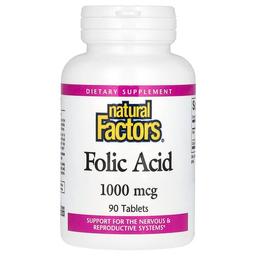 Natural Factors Folic Acid 1 000 Mcg 90 Tablets