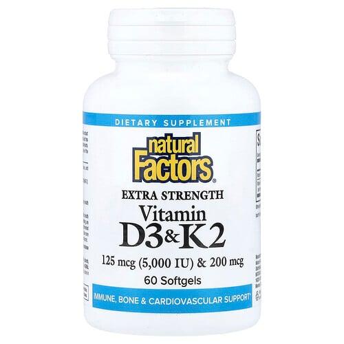 Natural Factors Vitamin D3 K2 60 Softgels