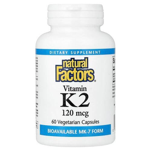 Natural Factors Vitamin K2 120 Mcg 60 Vegetarian Capsules