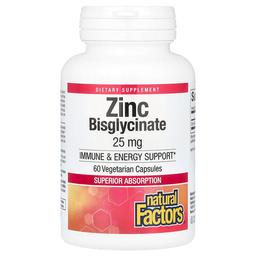 Natural Factors Zinc Bisglycinate 25 Mg 60 Vegetarian Capsules