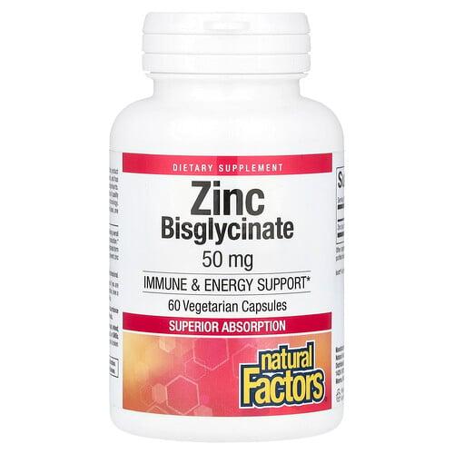 Natural Factors Zinc Bisglycinate 50 Mg 60 Vegetarian Capsules