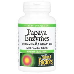 Natural Factors Papaya Enzymes With Amylase Bromelain 120 Chewable Tablets