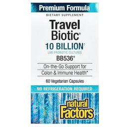 Natural Factors Travel Biotic Bb536 10 Billion Cfu 60 Vegetarian Capsules
