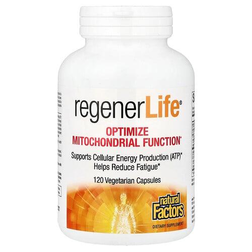Natural Factors Regenerlife Optimize Mitochondrial Function 120 Vegetarian Capsules