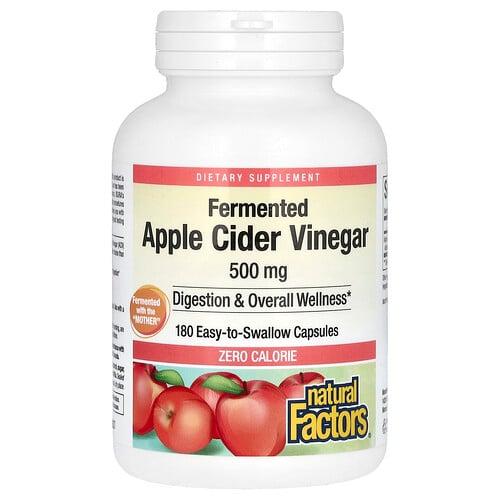 Natural Factors Fermented Apple Cider Vinegar 500 Mg 180 Easy To Swallow Capsules