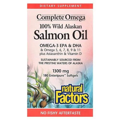 Natural Factors Complete Omega 100 Wild Alaskan Salmon Oil 1 300 Mg 180 Enteripure Softgels