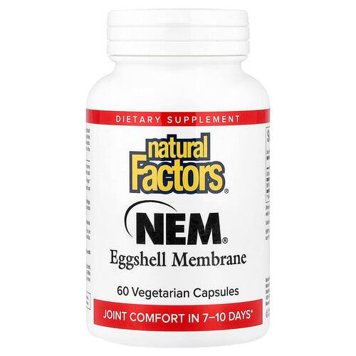 네츄럴 펙터스 Natural Factors, NEM, 천연 난각막, 베지 캡슐 60정 product image