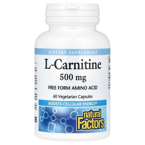 Natural Factors L Carnitine 500 Mg 60 Vegetarian Capsules