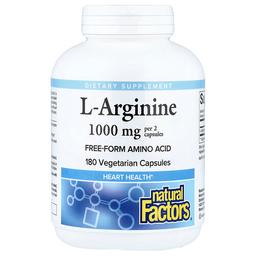 Natural Factors L Arginine 180 Vegetarian Capsules 500 Mg Per Capsule