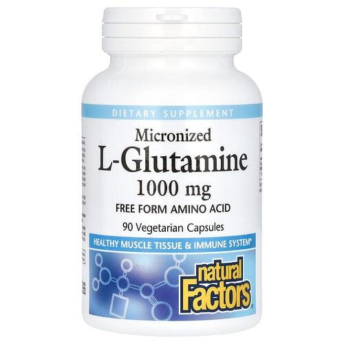 Natural Factors Micronized L Glutamine 1 000 Mg 90 Vegetarian Capsules