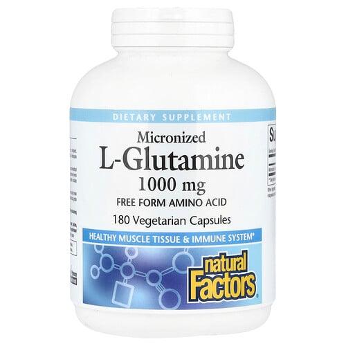 Natural Factors Micronized L Glutamine 1 000 Mg 180 Vegetarian Capsules