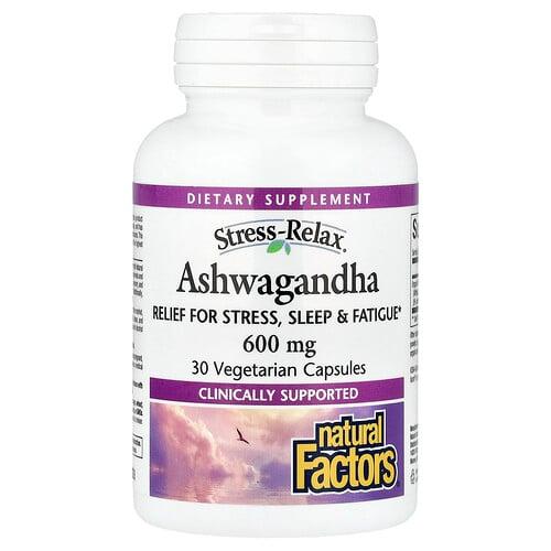 Natural Factors Stress Relax Ashwagandha 600 Mg 30 Vegetarian Capsules