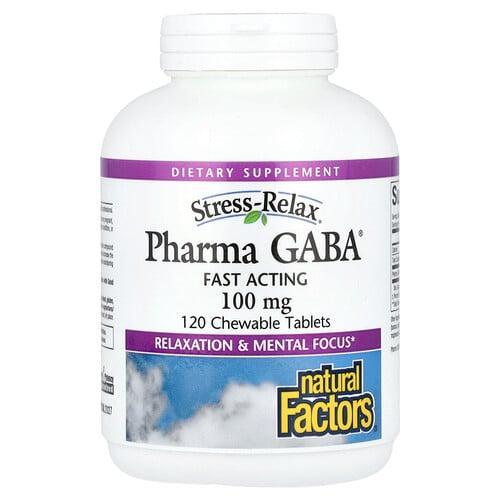 Natural Factors Stress Relax Pharma Gaba 100 Mg 120 Chewable Tablets product image