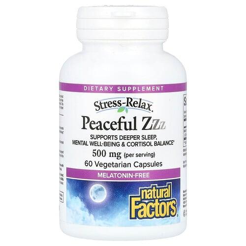 Natural Factors Stress Relax Peaceful Zzz 60 Vegetarian Capsules 250 Mg Per Capsule