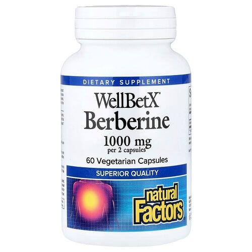 Natural Factors Wellbetx Berberine 60 Vegetarian Capsules 500 Mg Per Capsule