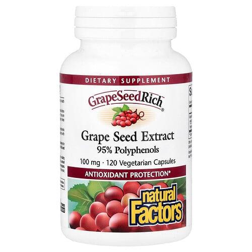 Natural Factors Grapeseedrich Grape Seed Extract 100 Mg 120 Vegetarian Capsules