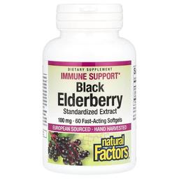 Natural Factors Black Elderberry 100 Mg 60 Fast Acting Softgels