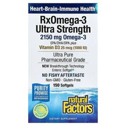 Natural Factors Rxomega 3 Ultra Strength With Vitamin D3 150 Softgels