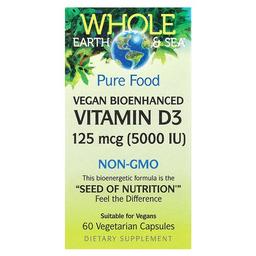 Natural Factors Whole Earth Sea Vegan Bioenhanced Vitamin D3 125 Mcg 5 000 Iu 60 Vegetarian Capsules