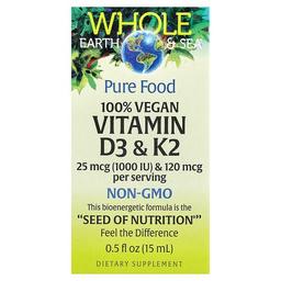 Natural Factors Whole Earth Sea 100 Vegan Vitamin D3 K2 0 5 Fl Oz 15 Ml