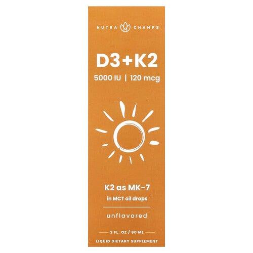 Nutrachamps D3 K2 Liquid Drops Unflavored 2 Fl Oz 60 Ml