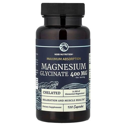 Nobi Nutrition Magnesium Glycinate Maximum Absorption 120 Capsules 200 Mg Per Capsule