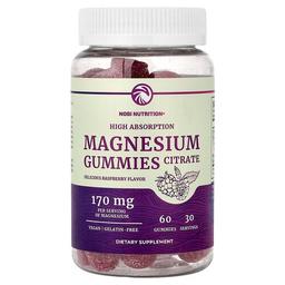 Nobi Nutrition Magnesium Citrate Gummies High Absorption Raspberry 60 Gummies 85 Mg Per Gummy