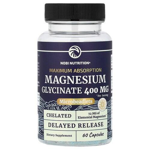 Nobi Nutrition Magnesium Glycinate 60 Capsules 200 Mg Per Capsule