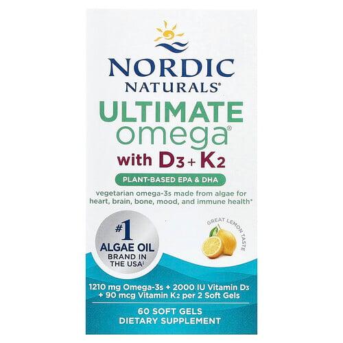 Nordic Naturals Ultimate Omega Plant Based With D3 K2 Lemon 60 Soft Gels