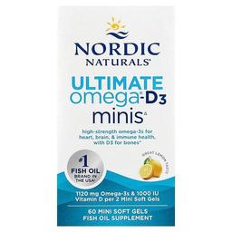 Nordic Naturals Ultimate Omega D3 Minis Great Lemon 60 Mini Soft Gels