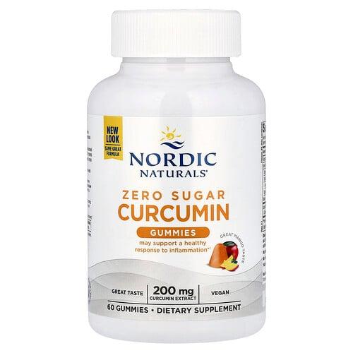 Nordic Naturals Zero Sugar Curcumin Gummies Mango 60 Gummies 100 Mg Per Gummy