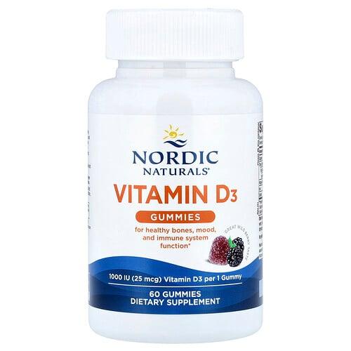 Nordic Naturals Vitamin D3 Gummies Wild Berry 25 Mcg 1 000 Iu 60 Gummies