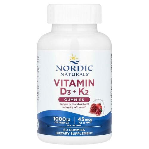 Nordic Naturals Vitamin D3 K2 Gummies Pomegranate 60 Gummies