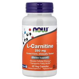 Now Foods L Carnitine 250 Mg 60 Veg Capsules