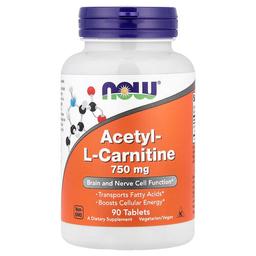 Now Foods Acetyl L Carnitine 750 Mg 90 Tablets