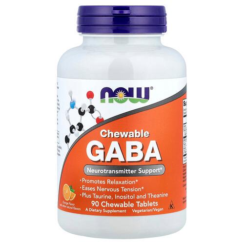 Now Foods Chewable Gaba Orange 90 Chewable Tablets