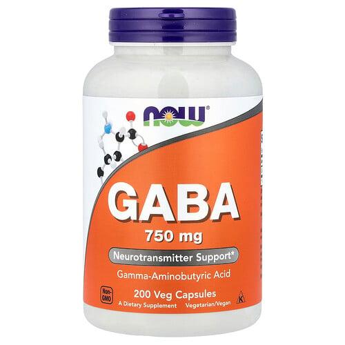 Now Foods Gaba 750 Mg 200 Veg Capsules