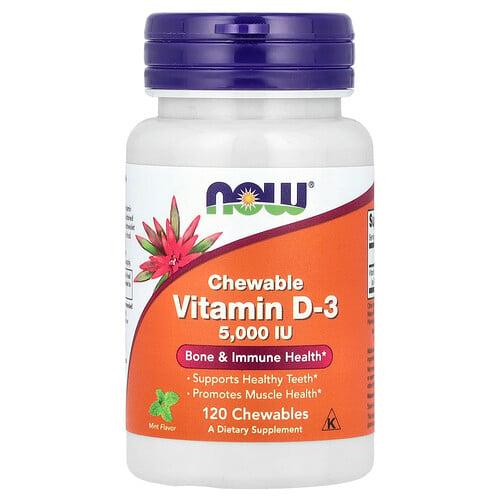 Now Foods Chewable Vitamin D 3 Mint 5 000 Iu 120 Chewables