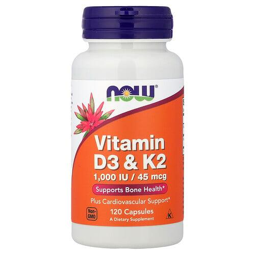 Now Foods Vitamin D3 K2 120 Capsules