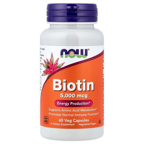 Now Foods Biotin 5 000 Mcg 60 Veg Capsules product image