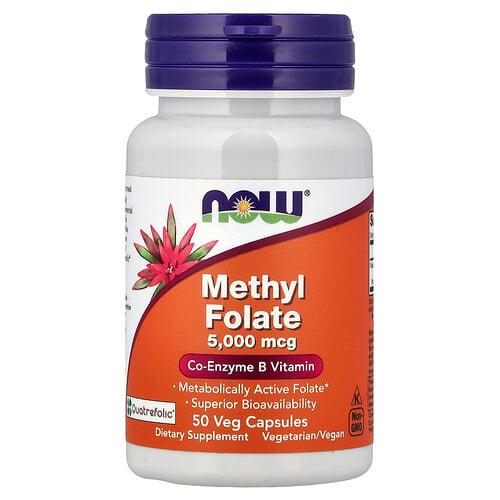 Now Foods Methyl Folate 5 000 Mcg 50 Veg Capsules product image