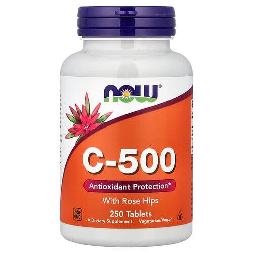Now Foods C 500 With Rose Hips 250 Tablets