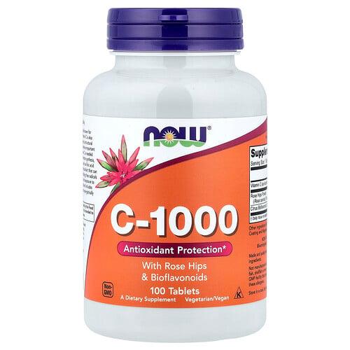 Now Foods C 1000 With Rose Hips Bioflavonoids 100 Tablets